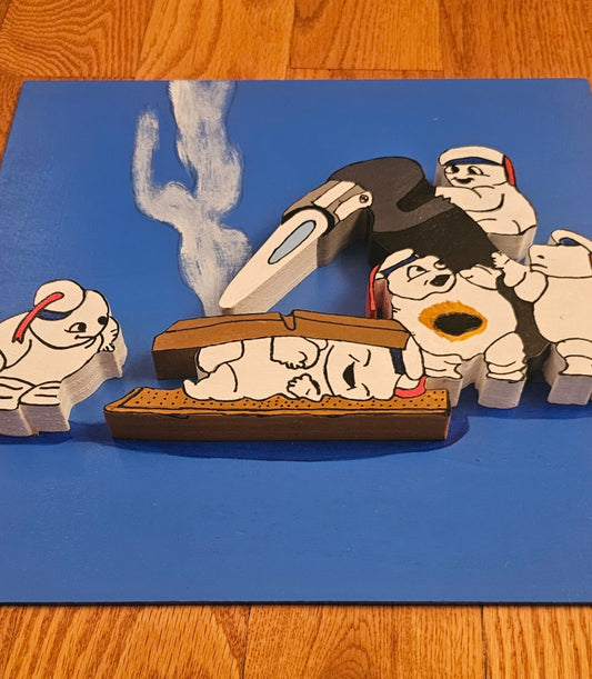 Stay-Puft Mini-Pufts Making S'Mores